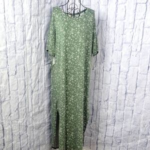 Fantastic Fawn‎ Green and White Midi Dress for Effortless Elegance Large